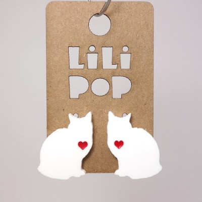 Boucles d'oreilles Lili POP- Chat cœur